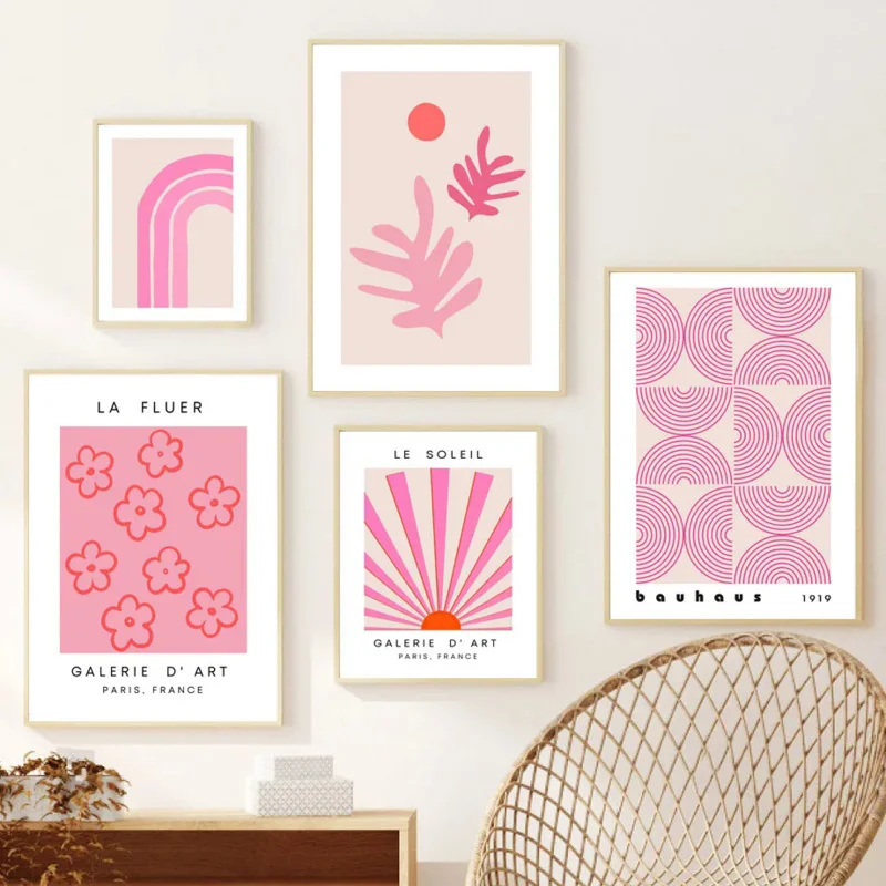 مجردة الرجعية جماليات جدار الفن الوردي البرتقالي ماتيس معرض HD النفط على قماش الملصقات والمطبوعات ديكور غرفة نوم المنزل الهدايا #2