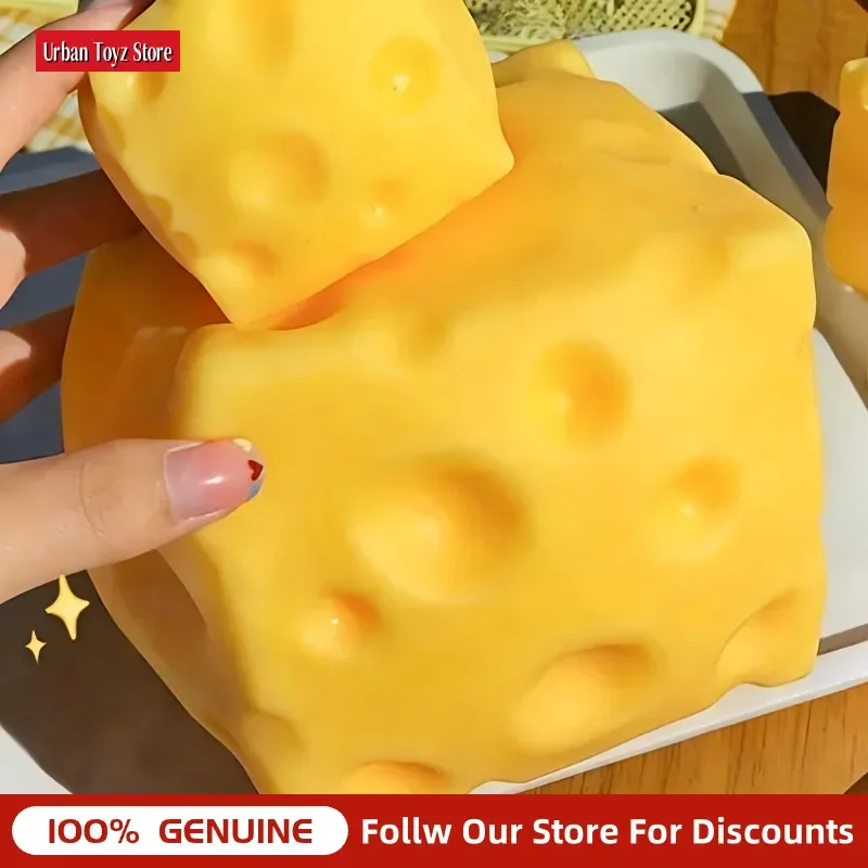 Giant Cheese Squeeze Toy, Big Size Slow Rebound Squishy, Soft Shapeable Venting Fidget Toy, Stress Relief Gift For Adults