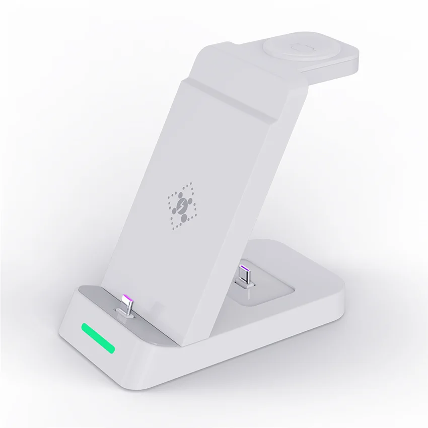 3 in 1 Wireless Charger Stand Type C Fast Charging Dock Station For iPhone 17-12 Samsung S22 S21 Samsung Watch 6 5 4 Earbuds