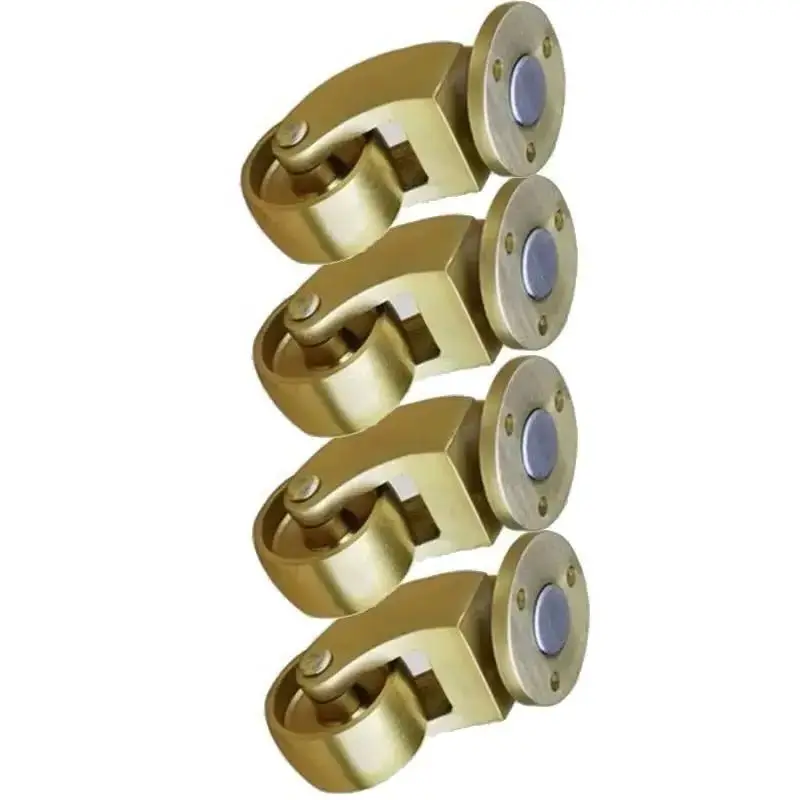

European 4PCS Solid Brass/Brass+Rubber Casters Flexible Rotation Wheels Table Chair Sofa Couch Feet Furniture Rollers Runners