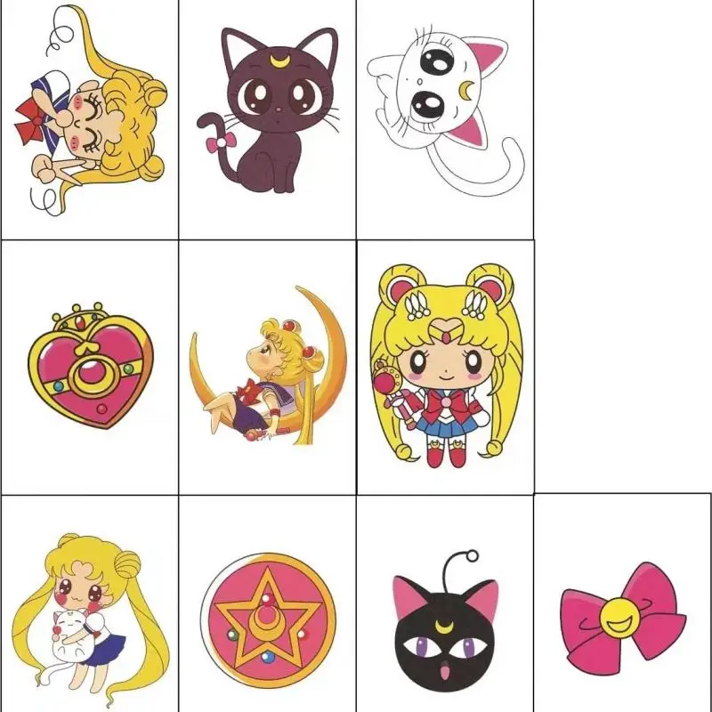 2023 Kawaii Sailor Moon Tattoo Sticker Anime Cartoon Female Sexy Stickers J.k. Lolita Stickers Girls Waterproof Stickers Gift