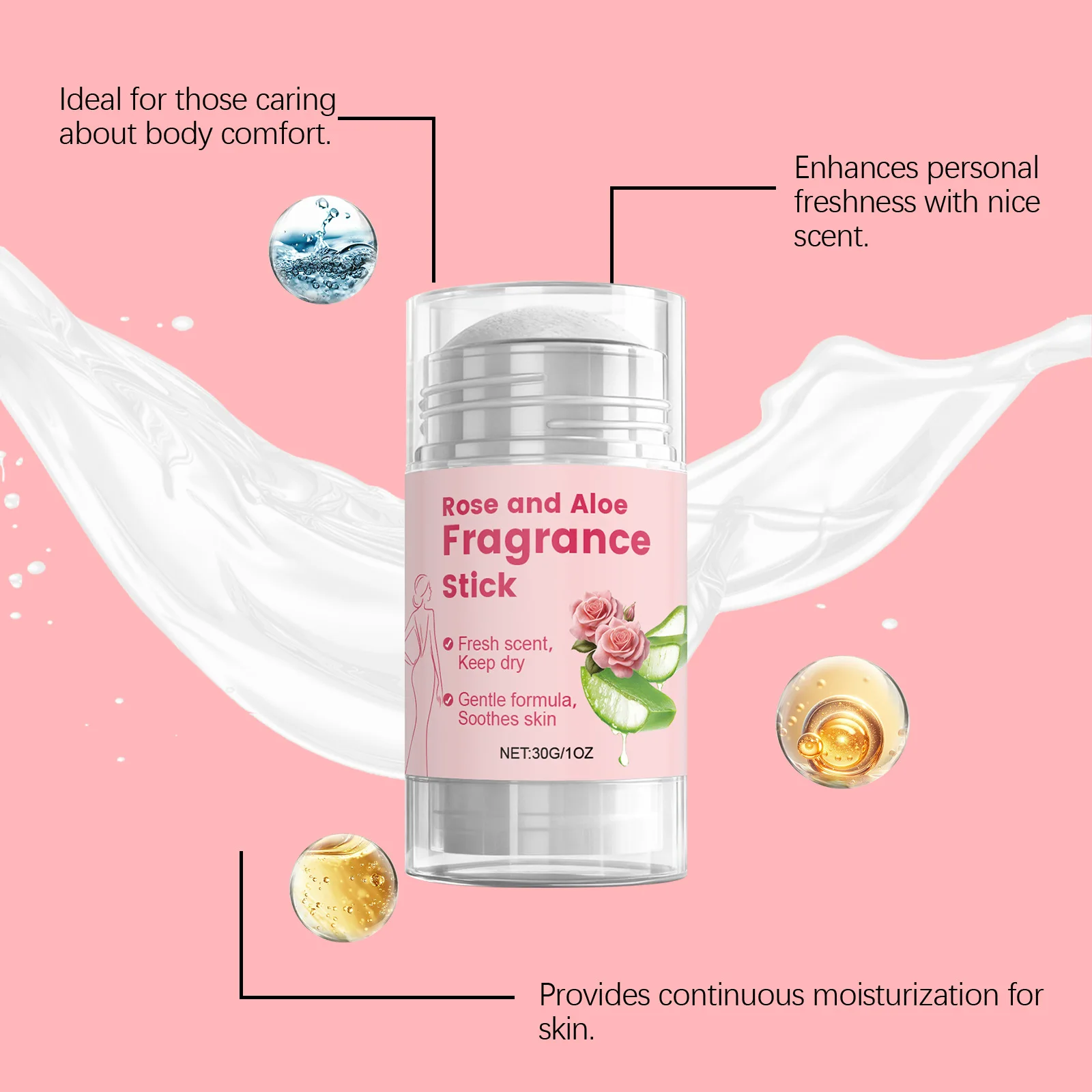 Rose Fragrance Deodorize Stick Underarm Odor Removal Lasting Refreshing Sweat Eliminator For Womens Aloe Deodorant Balm Sticks