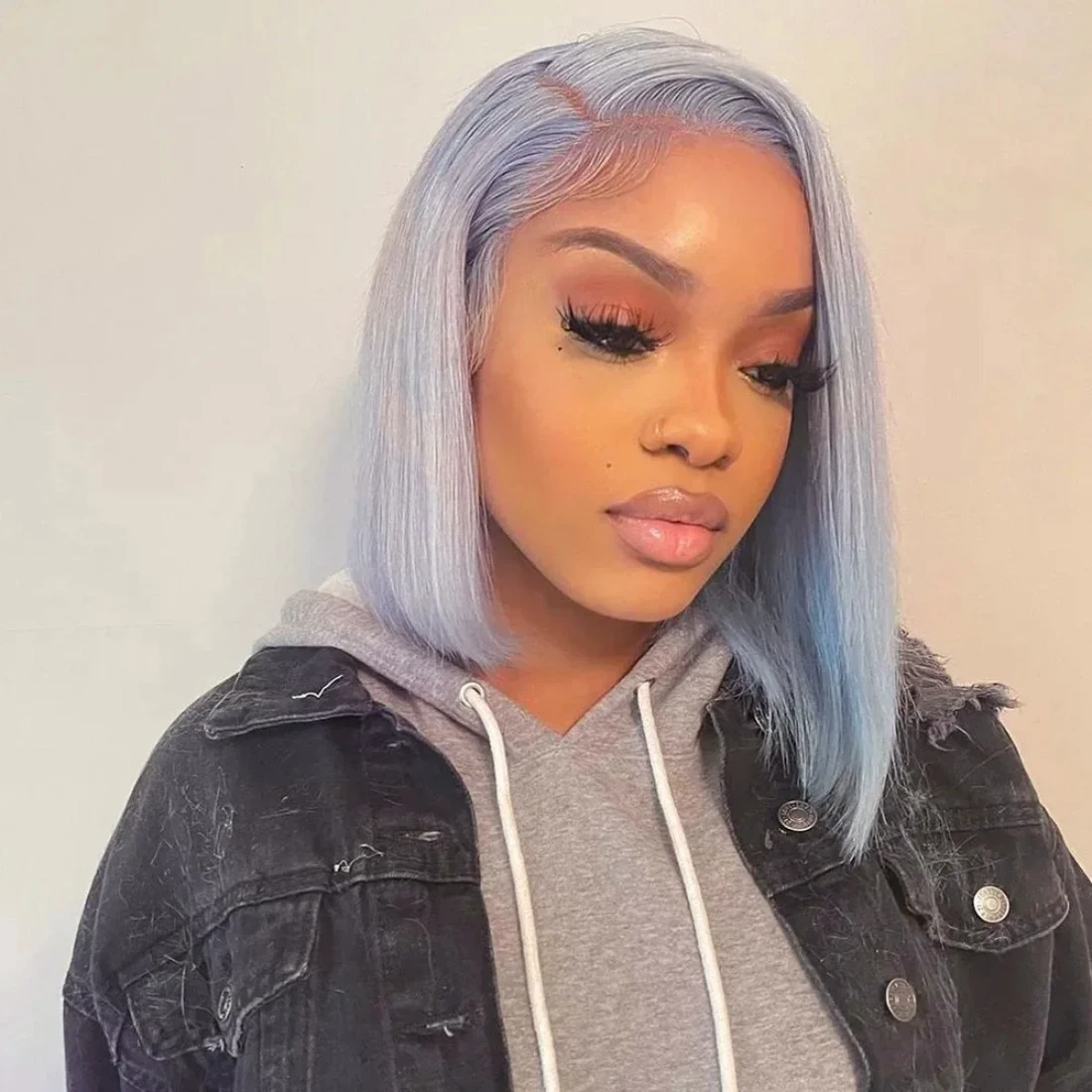 

Gray Short Human Hair Wigs 13x4 Lace Front Human Hair Wig Gray Bob Pre Plucked Lace Frontal Wig