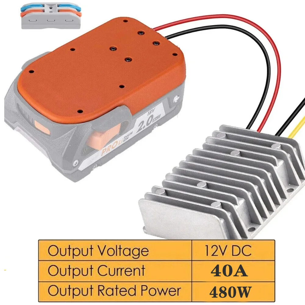 DC 18V to DC 12V Step Down Voltage Regulator 40A 480W Converter For Ridgid 18V Li-ion Battery DIY Power Wheel Buck Boost