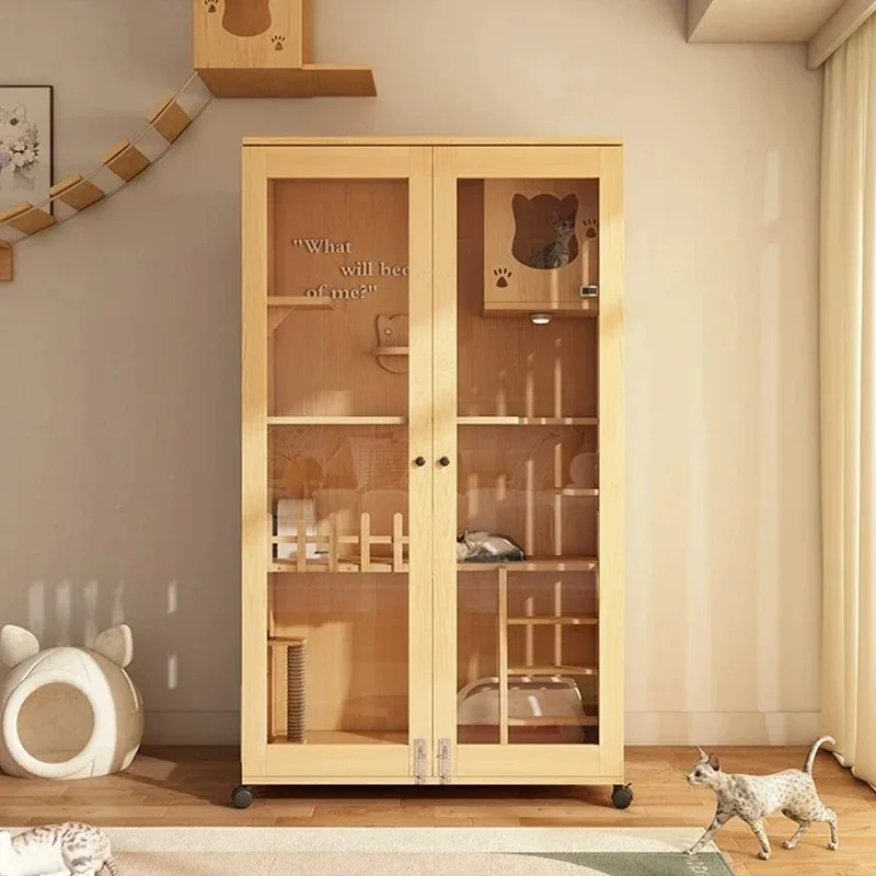

Customizable Three-Story Indoor Cat Villa Unique Multi-story Cat Nest House Showcase Cabinet Product Type for Breeding Cages