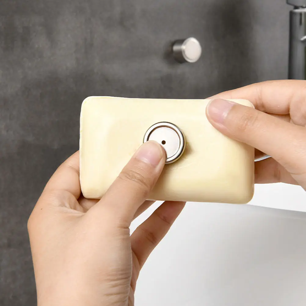 

2Pcs Cylindrical Magnetic Soap Holders Sturdy Rust Resistant Wall Mounted Bathroom Kitchen Soap Rack Self Draining