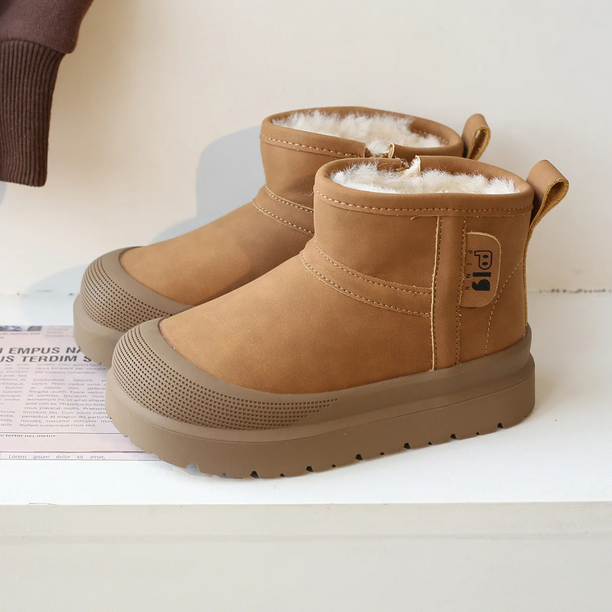 2026 New Winter Kids Snow Boots Fur Integrated Warm Thick Fleece Lined Cotton Shoes Waterproof Ankle Boots for Boys Girls Winter
