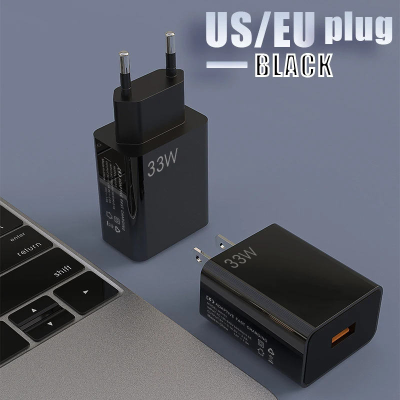 1PCS 33W USB GaN Phone Charger For IPhone For Huawei Xiaomi PD USB-A Fast Charging Power Adapter Smart Phone Tablet Trip
