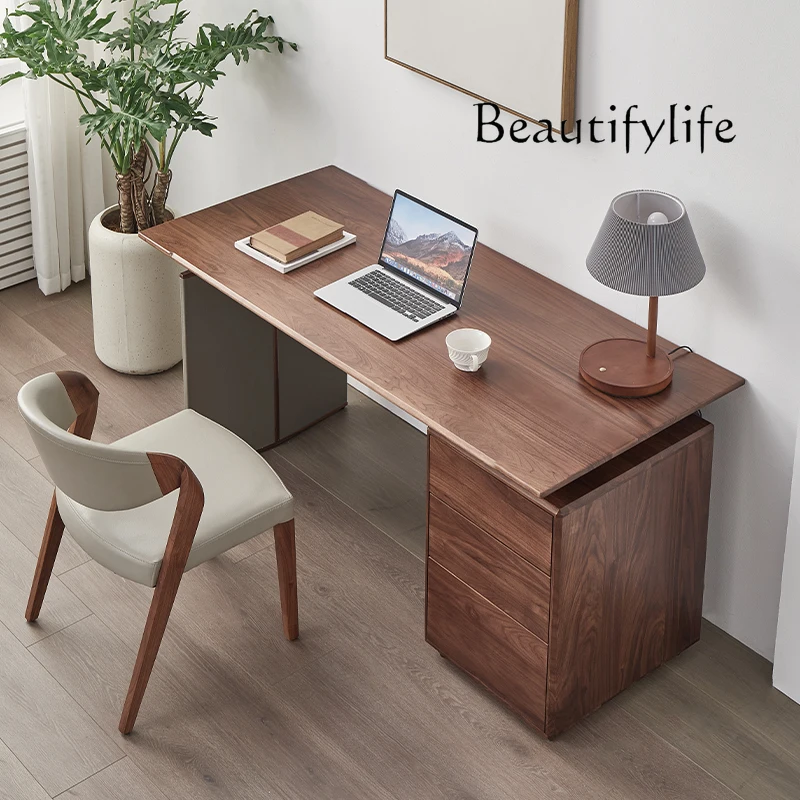 North American Black Walnut Solid Wood Desk Italian Light Luxury Home Computer Desk Nordic Living Room Calligraphy Table