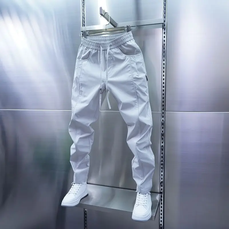 

Модные брендовые эластичные утягивающие маленькие ноги, мужские спортивные повседневные брюки, весенне-летняя модная тенденция, прямая вперед