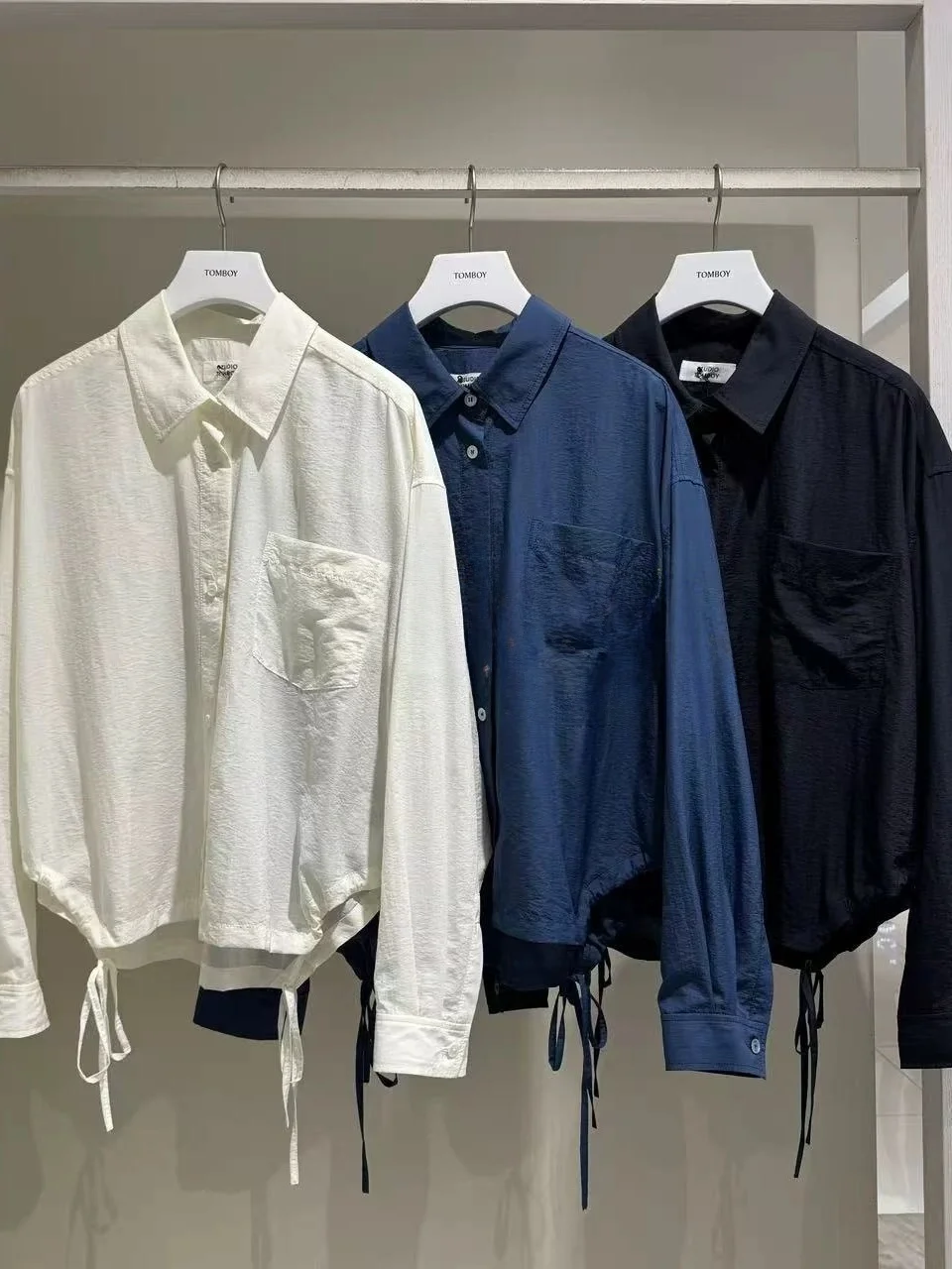 

Retro Korean Style Drawstring Collar Shirt Women's Design Sensation Long Sleeve Breathable Comfortable Commute Style