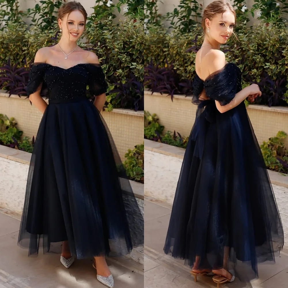 

Customized High Quality Tulle Evening Dresses Classic Off the Shoulder Homecoming Dresses Elegant Special Occasion Gowns
