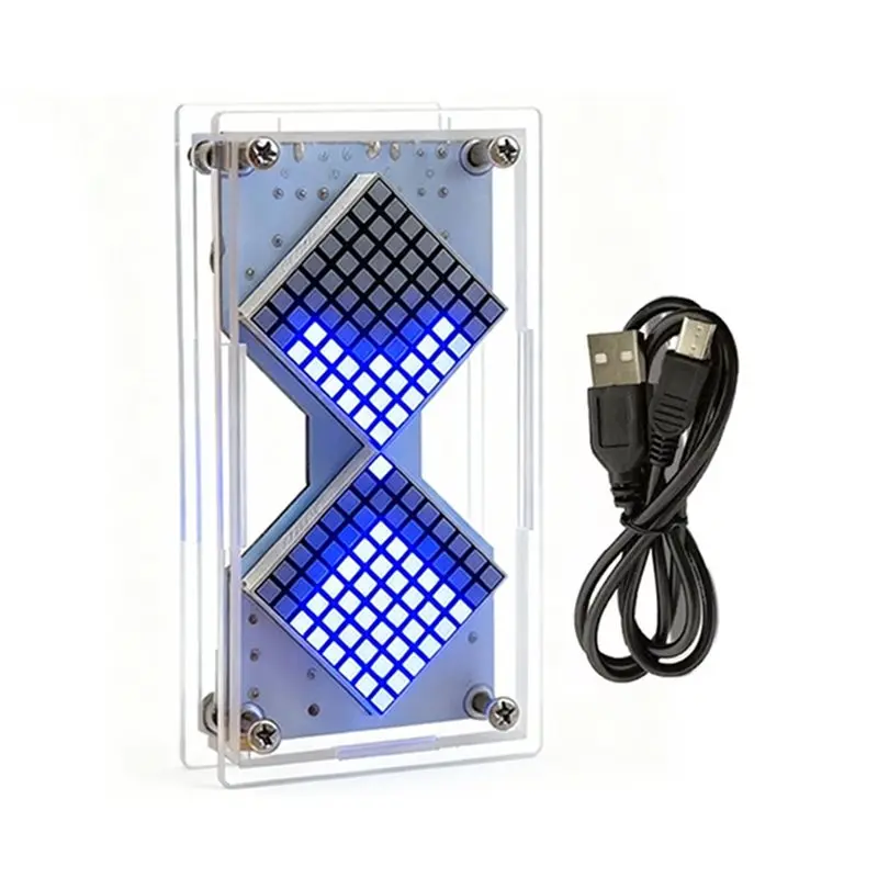 AC23-LED Dot Matrix Gravity Sensor Cyberpunk Style Hourglass Custom Countdown Timer Clock 01- 99 Minutes Customizable Counting D