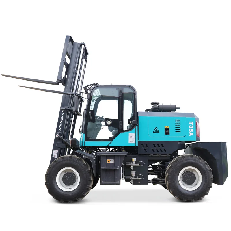 High Efficiency Diesel Power 3.5 Ton Off-Road Forklift Wholesale  New Design TA35 Rough All-terrain Forklift Euro 5 Customized