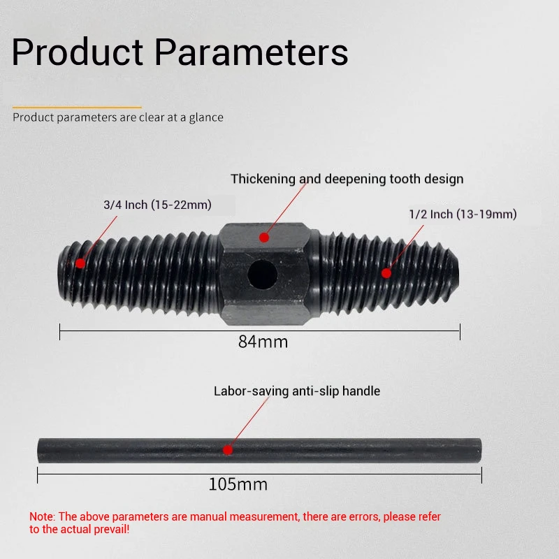 1/2 Inch 3/4 Inch Double Head Tap Broken Screw Extractor, Pipes Valve Faucet Broken Bolt Dual-use Water Pipe Screw Removal Tool