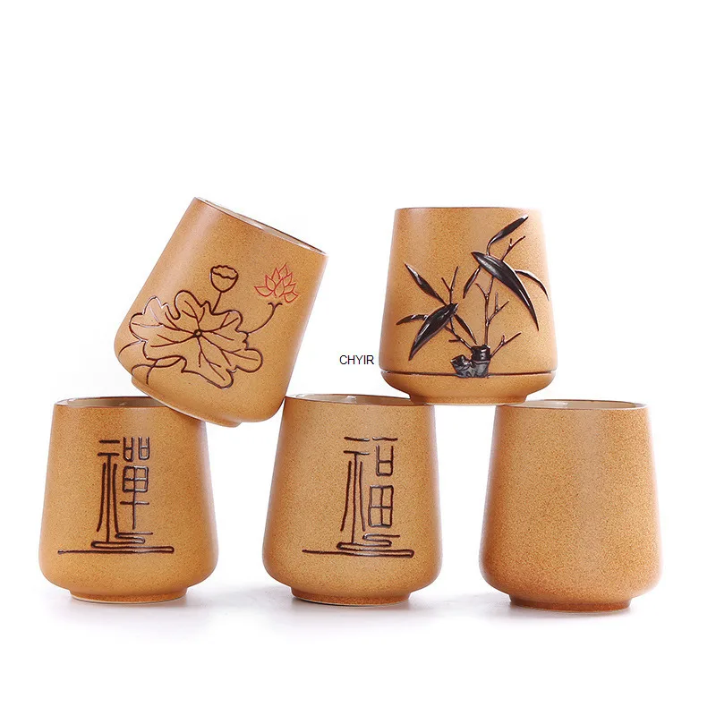 كوب شخصي للتأمل مرسومة يدويًا من الفخار الخام الإبداعي، كوب شاي كبير بسيط، كوب رئيسي