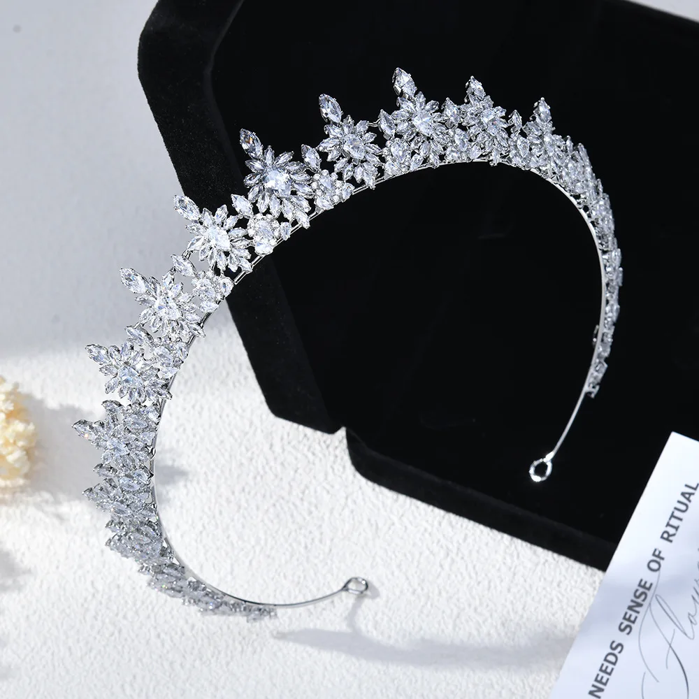 

Luxury CZ Bridal Tiara Crown For Wedding Bride Headband Cubic Zirconia Princess Queen Crowns For Women Prom Hair Jewelry Diadem