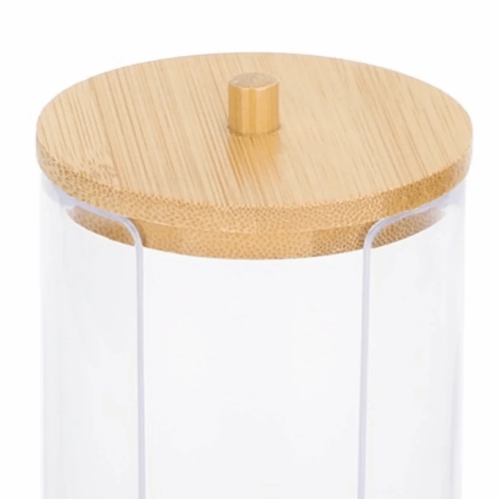 2PCS Wood Lid Spice Seasoning Bottles Acrylic Material 350ml/650ml Cotton Swab Storage Case Side Opening Scrunchie Holder