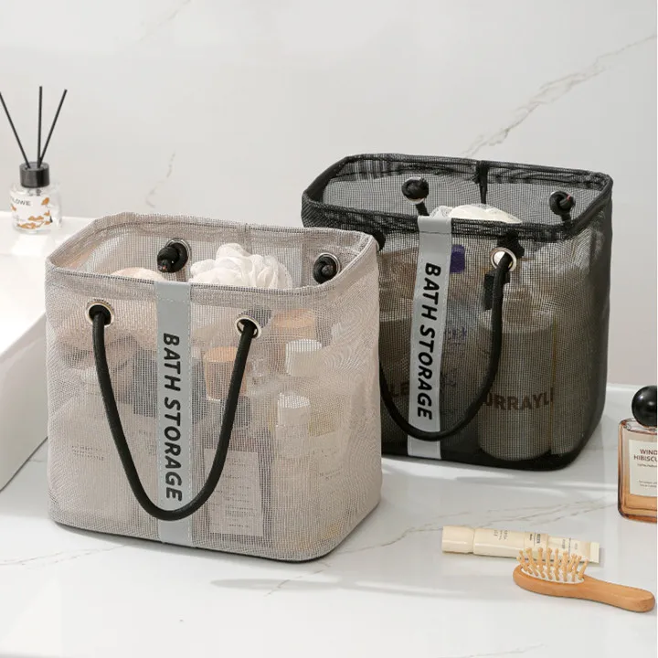 

Nylon Mesh Laundry Basket with Handle Breathable Folding Portable Dirty Clothes Organizer Bags Large Capacity Toys Storage Bag