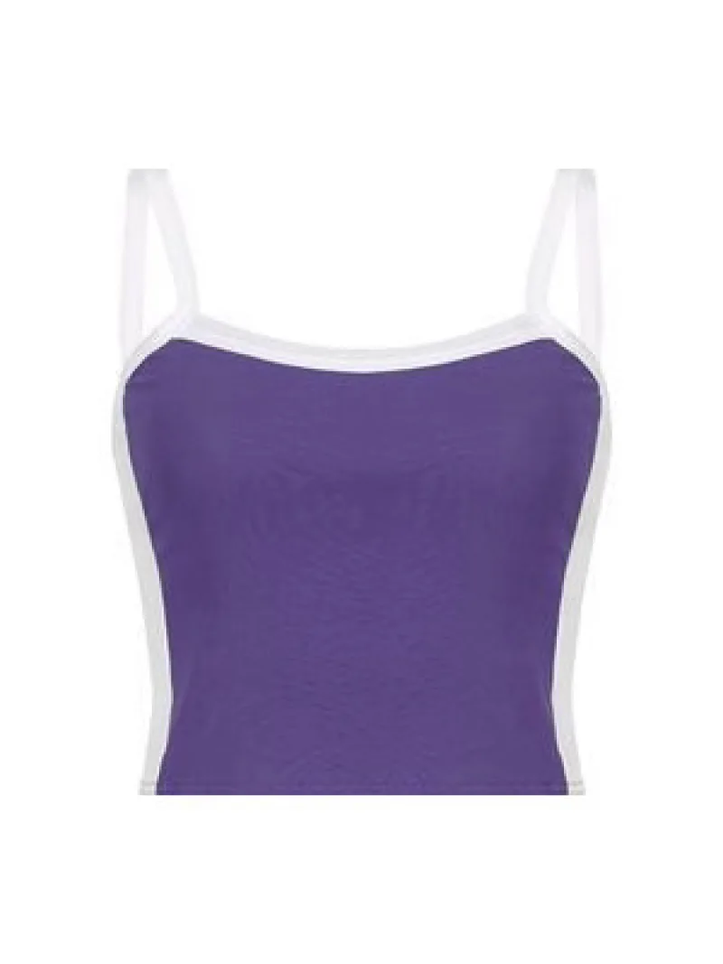 Thin Strap Square Neck Cropped Cami Contrast Trim Slim Tank Top Inner Wear For Women Daily Casual Holiday Outfit