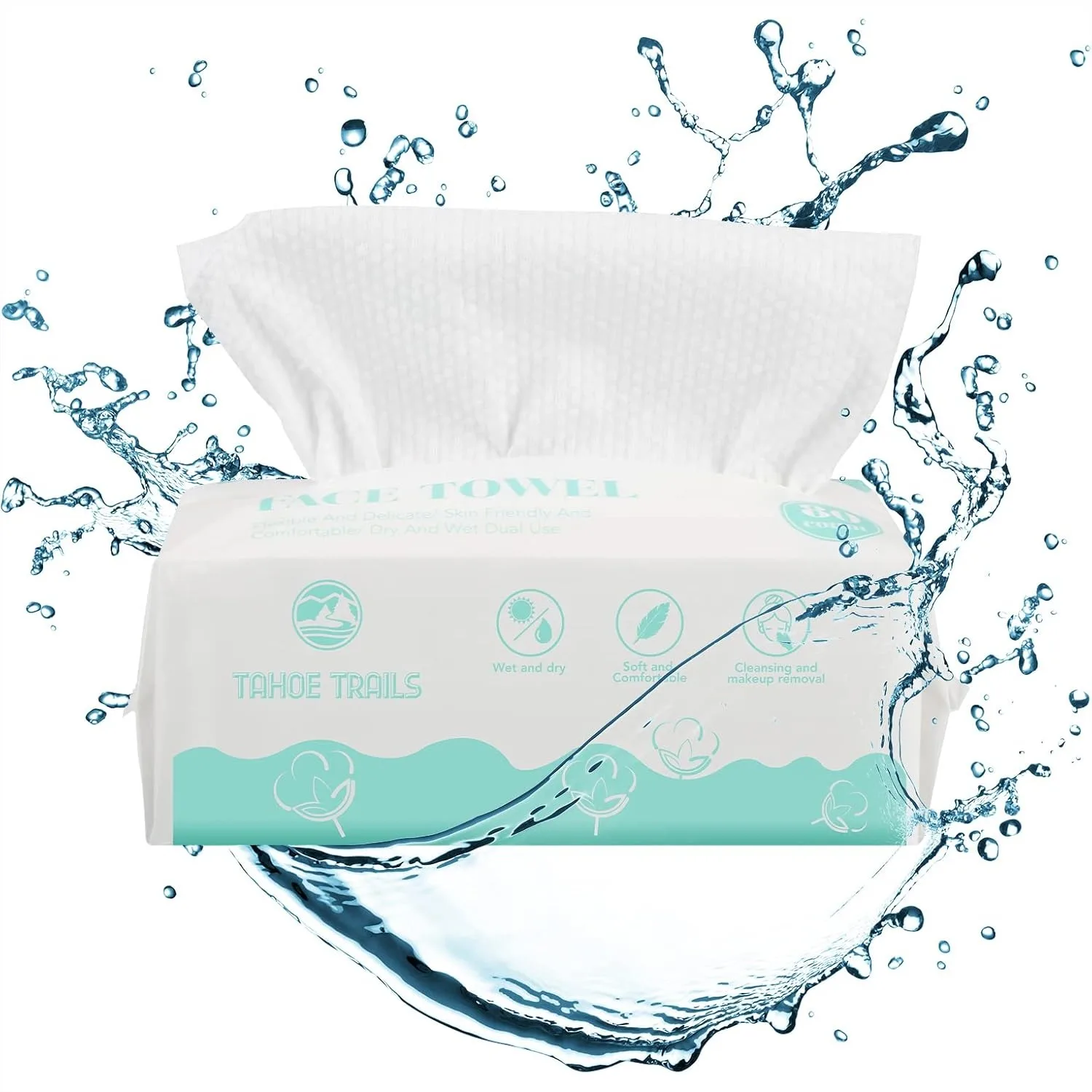 

Disposable Face Towel 80ct, Soft Lint-Free Dry Wipe for Sensitive Skin, Makeup Removing & Surface Cleaning 7.87x7.87in