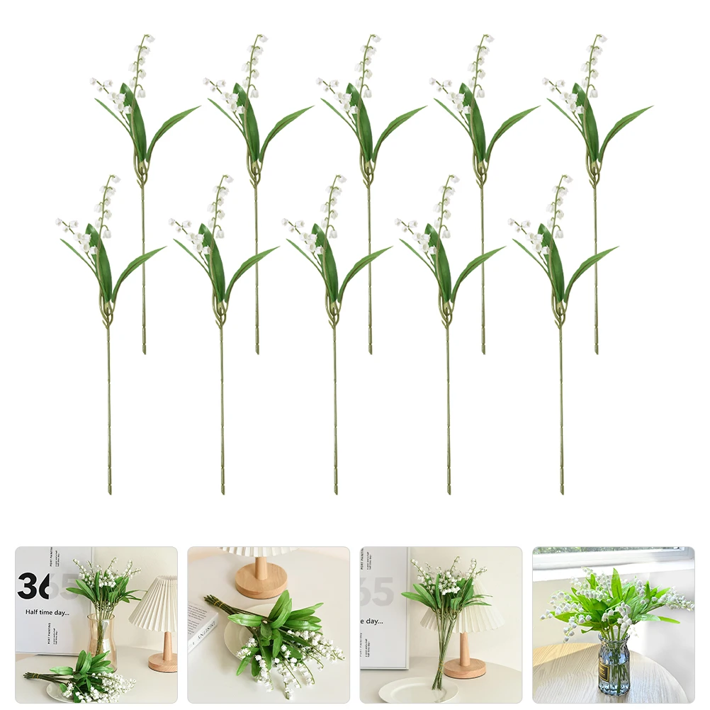 

10 Bundles Window Simulated Lily of The Valley Bouquet Indoor Plastic Simulation Flower Adornment