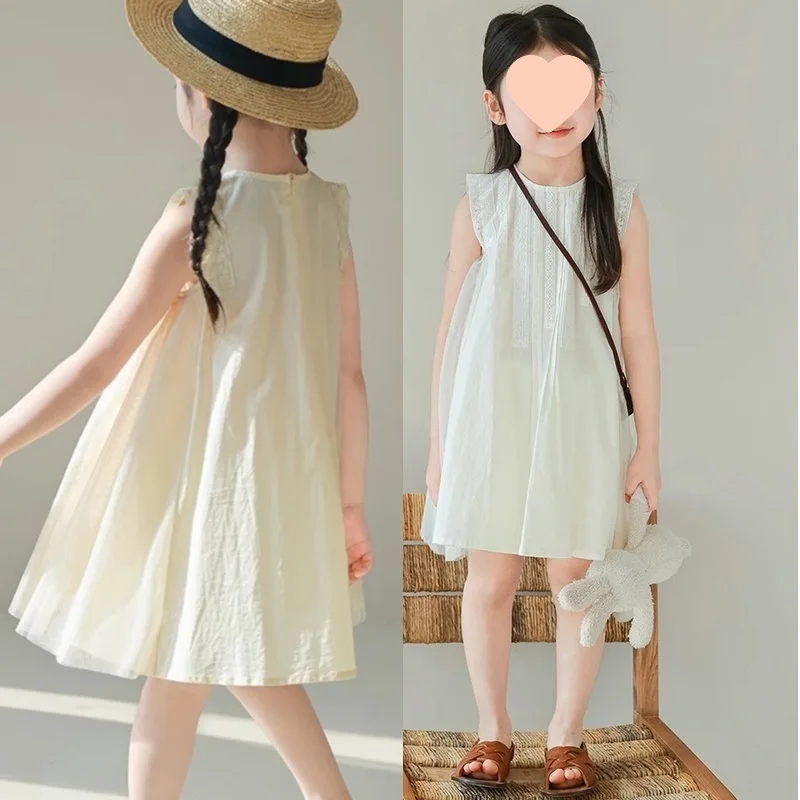 Girls' Dress Elegant Lace Sleeveless Princess Dress2025Summer New Fashion Foreign Trade Children's Clothing Factory Direct Shipp