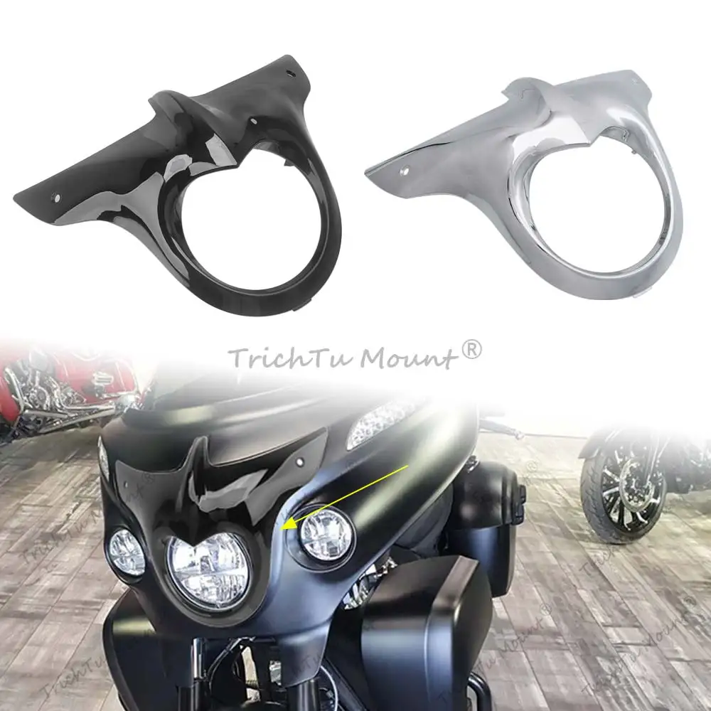 1 PC Chrome Outer Front Fairing Headlight Bezel ABS Head Light Trim For Indian Chieftain Elite Roadmaster Dark Horse 2014-2025