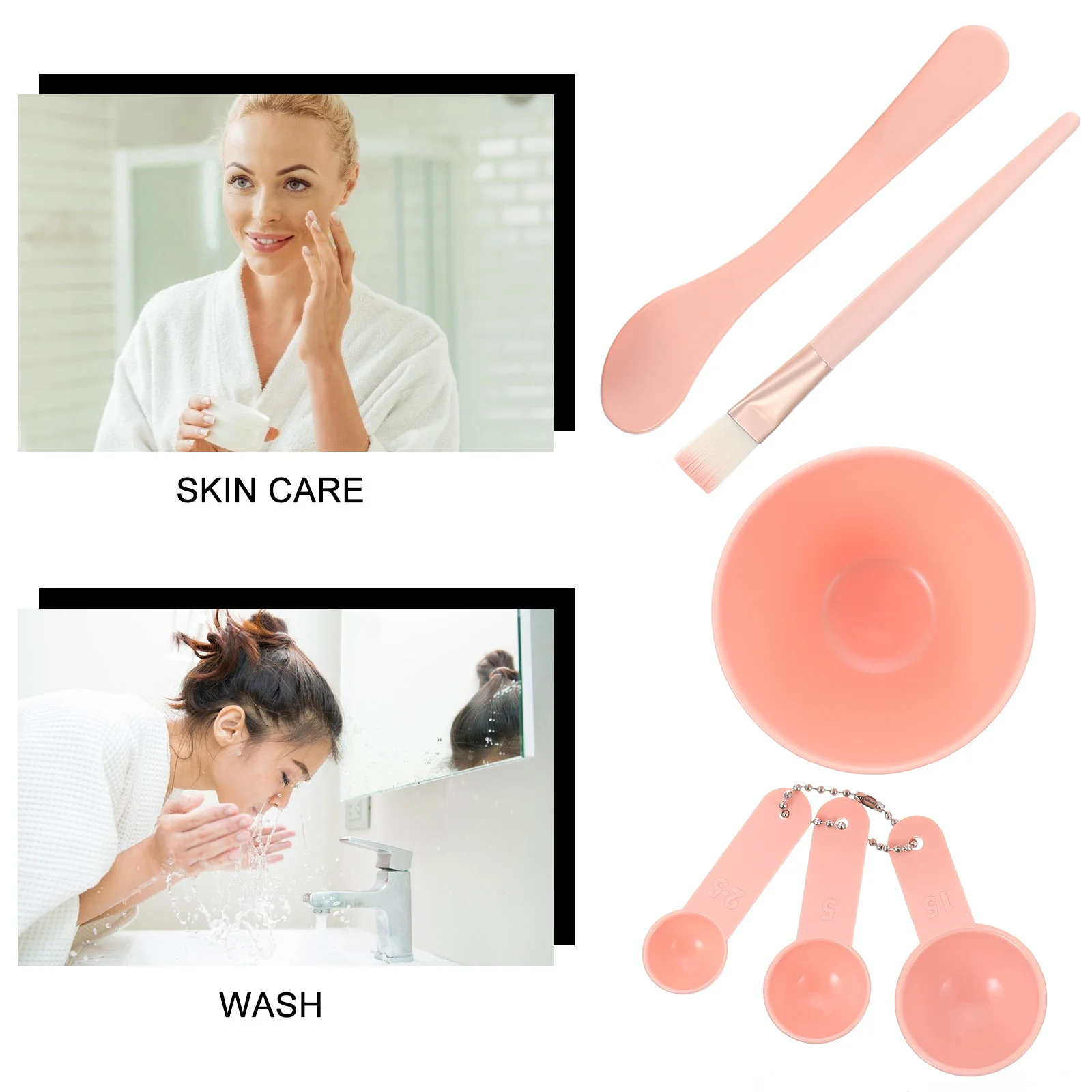 6Pcs Gesichts Maske Schüssel Sets PP Pe Material Kompakte Mischen Bar Löffel Pinsel Werkzeug Sets für Gesicht Pflege Frauen schönheit Werkzeuge