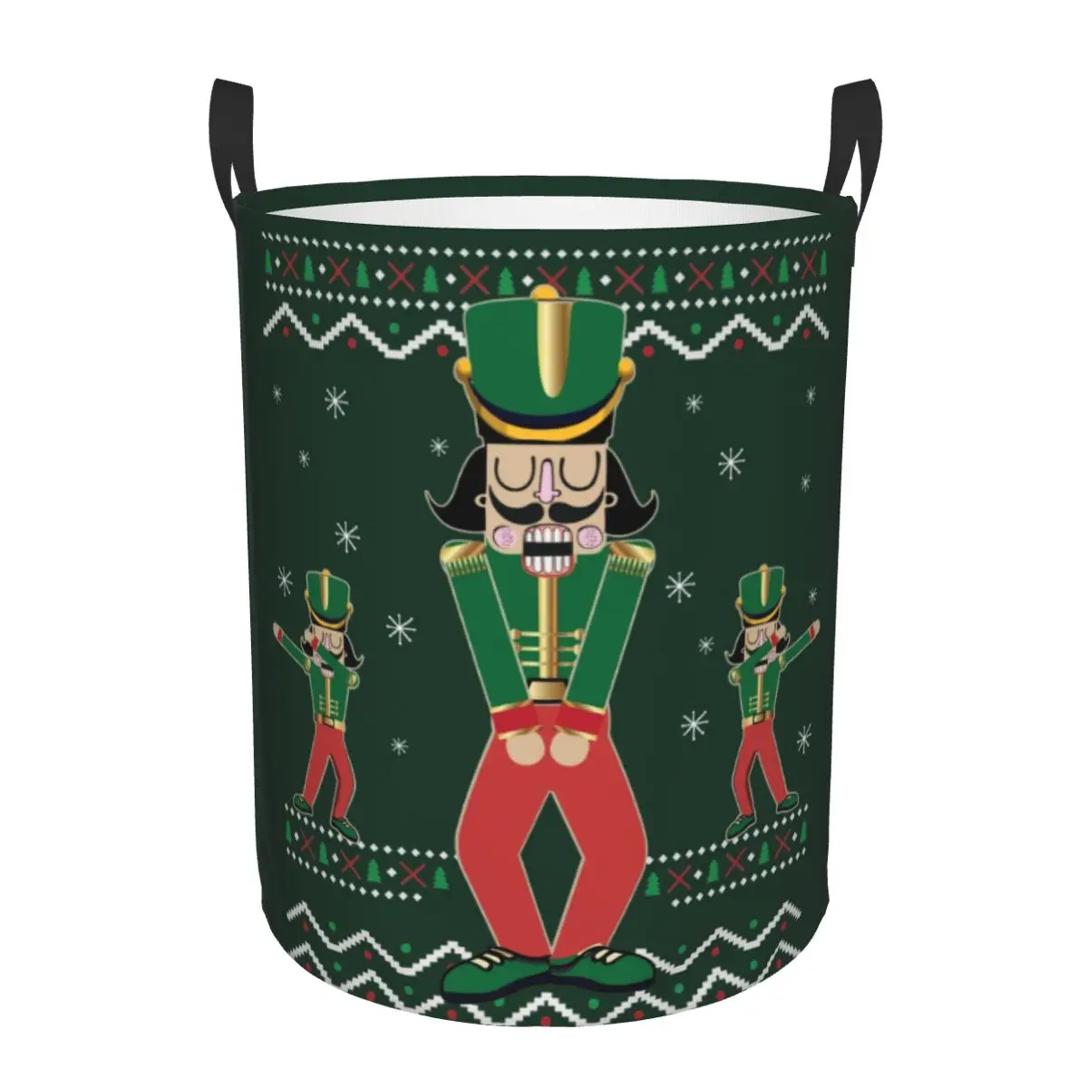 Christmas Nutcracker Dabbing Laundry Basket Foldable Large Clothing Storage Bin Nutcrackers Cartoon Toy Soldier Baby Hamper