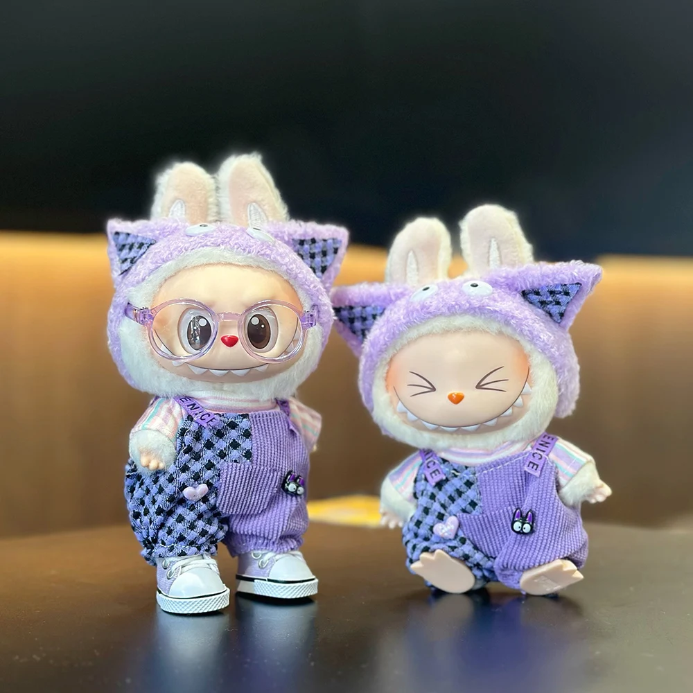 

Only Clothes Suitable For 15-17cm Labubu Doll Purple Replacement Clothing Set Fashionable Personalized Cute Girls Gift