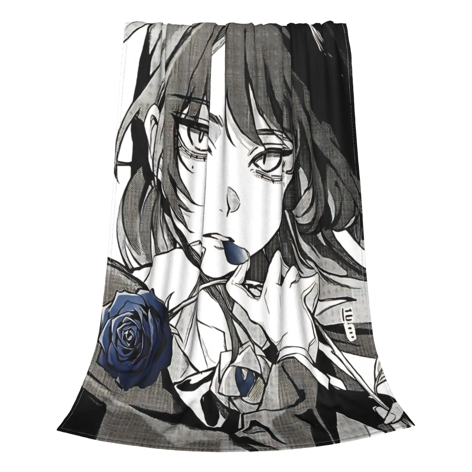 1PC Home Cutecore Cyberpunk Anime Girl  Ado Blanket Super Cosy Plush Home Living Room Sofa Halloween