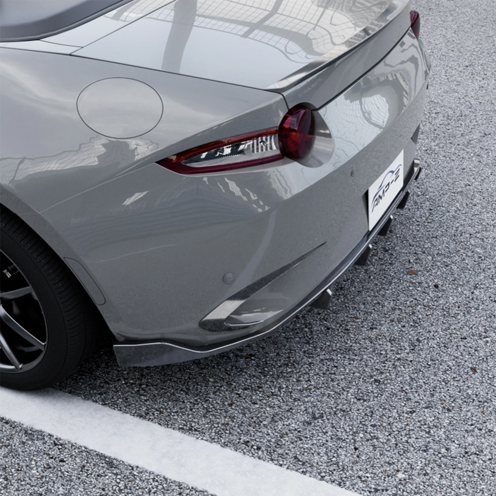 

For Mazda MX-5 MX5 Miata ND 2016-2025 Rear Bumper Diffuser Lip Carbon Fiber Look/Gloss Black Tail Boot Bracket Spoiler Splitter