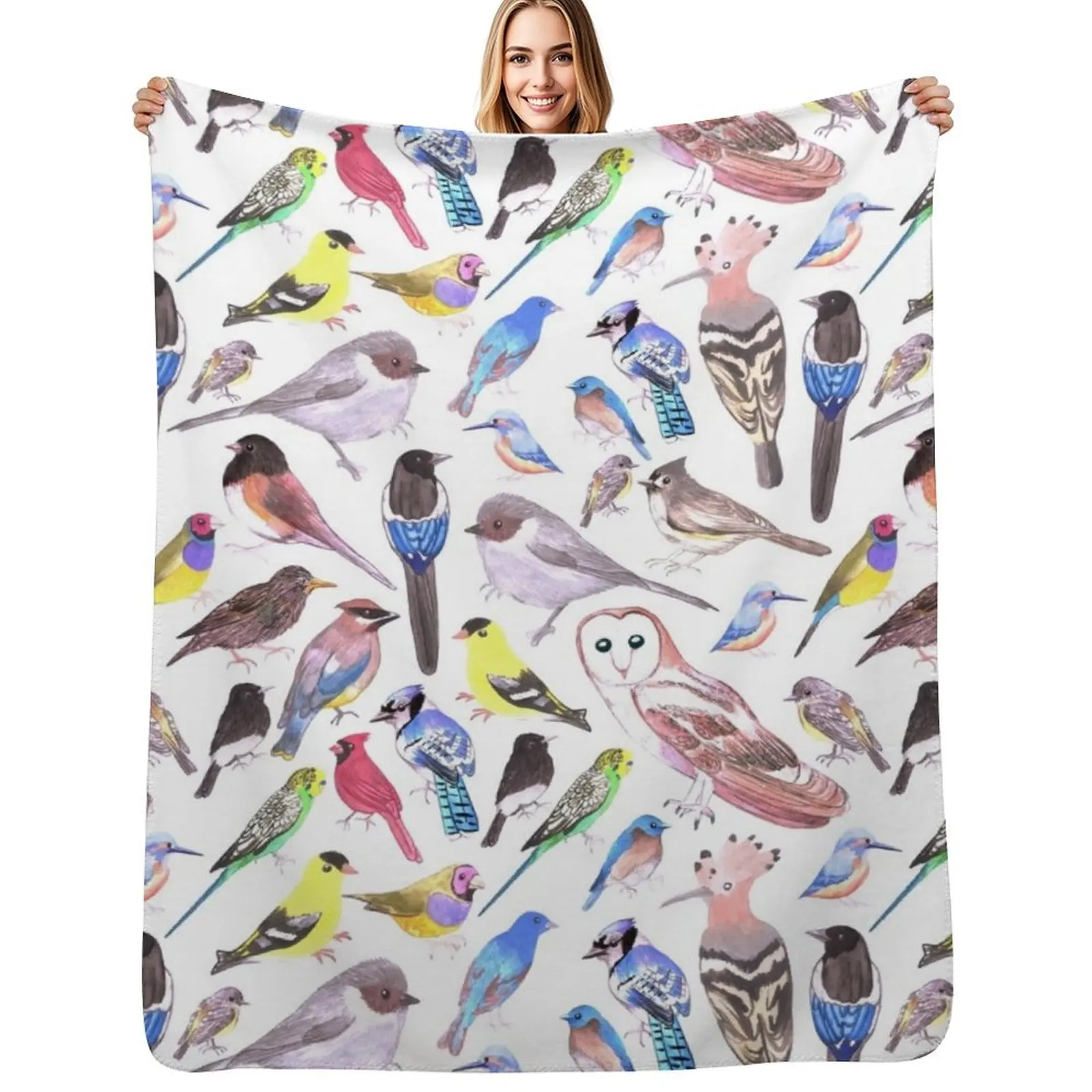 

Birds of America- pets and wild birds Throw Blanket Flannel Weighted Vintage Blankets