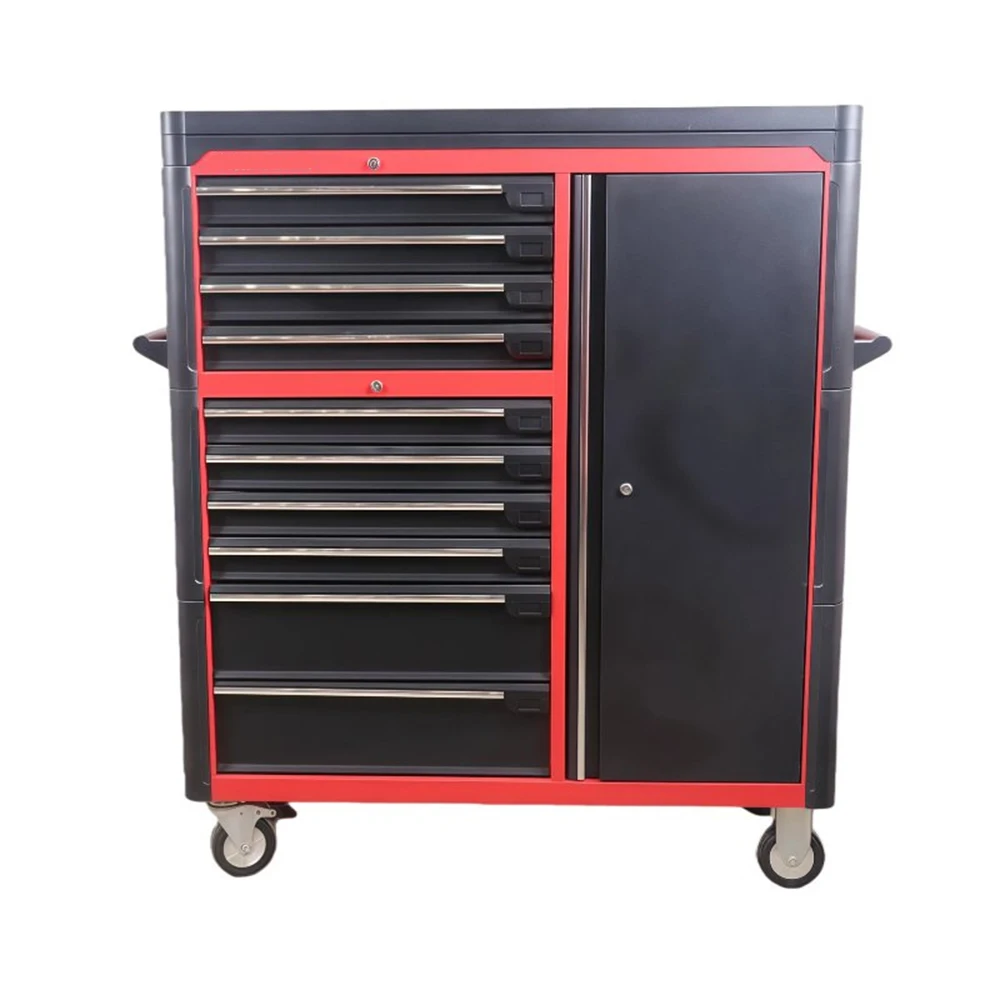 Black And Red 10 Drawers Auto Repair Industrial Warehouse Hardware Tool Carts Cabinet