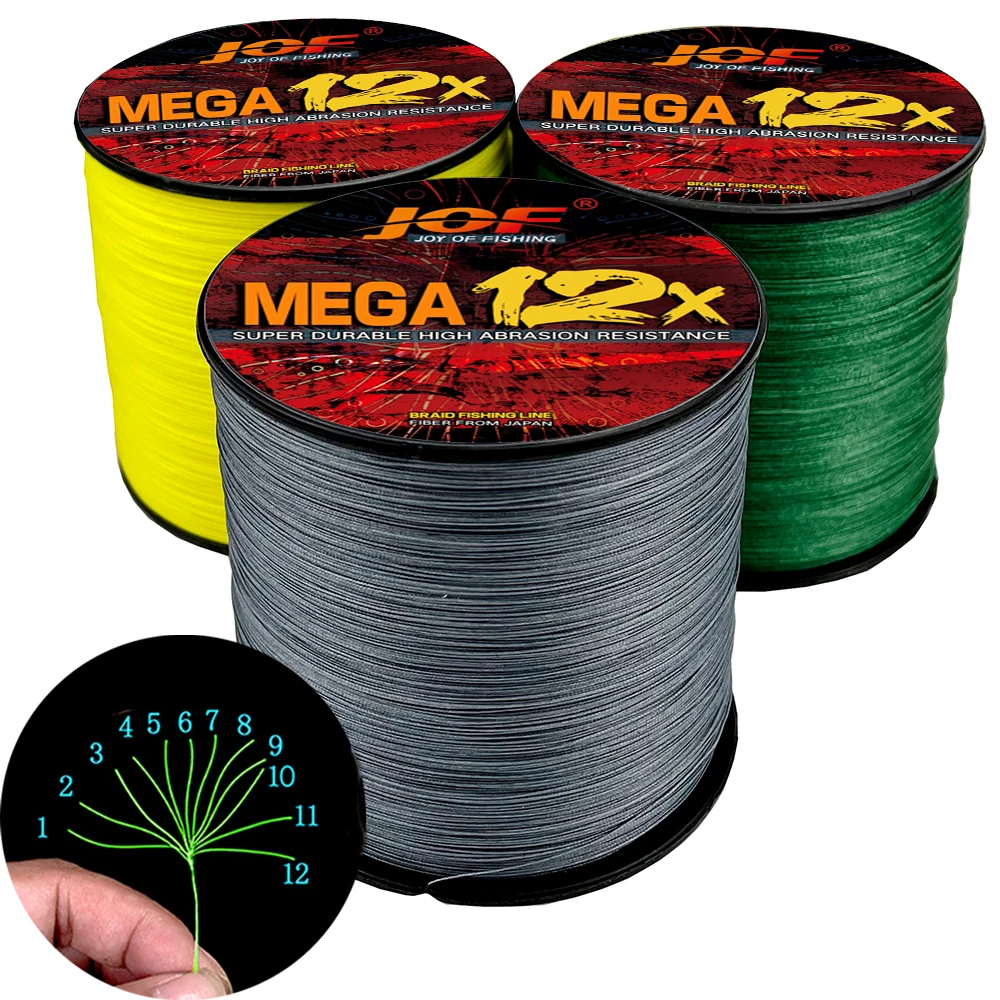 JOF 11-91KG X12 X16 Strands Fishing Line Braided PE Strong Wire Multifilament Durable Sea JIG Saltwater Rock Fishing Tool  300M