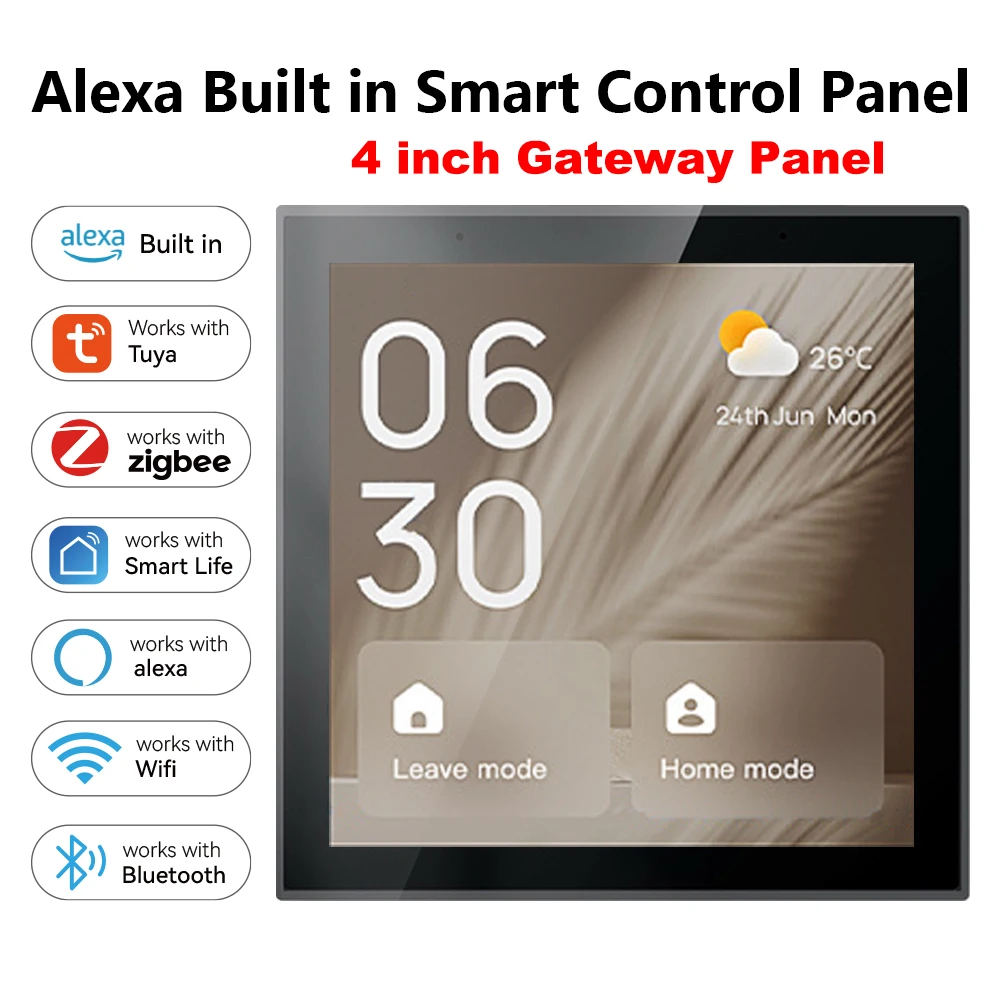 2026 Golden Security TPP01 4 Inch Smart Home Automation Control Panel Gateway With Built In Alexa Voice Control Google Assistant