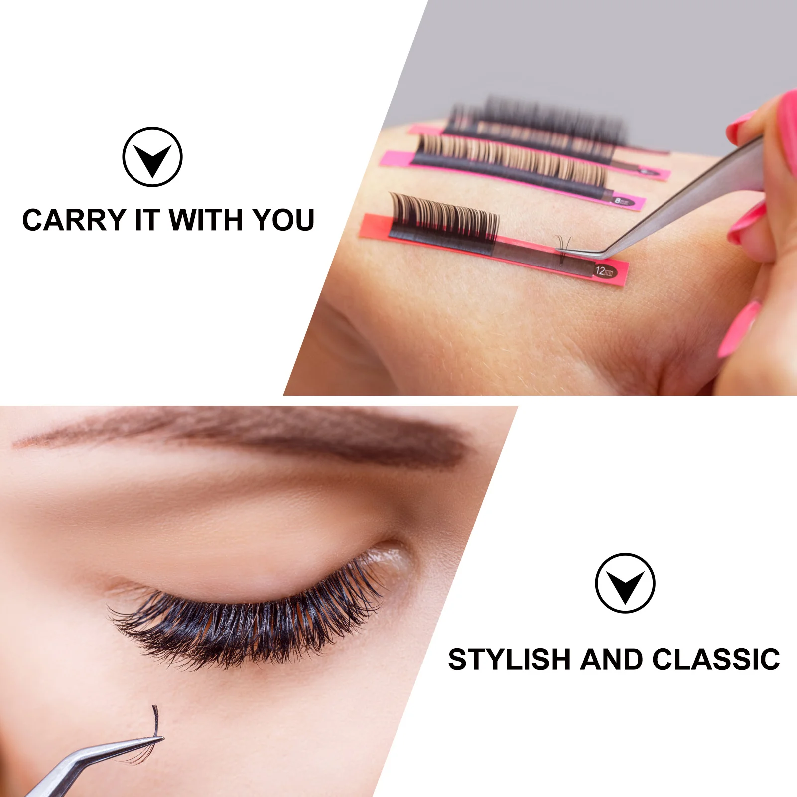 6 Stück transparente Boxen für falsche Wimpern, quadratische Kunststoff-Wimpernetuis, einfache Aufbewahrung, Organizer, glitzerndes Wimperntablett für falsche Wimpern