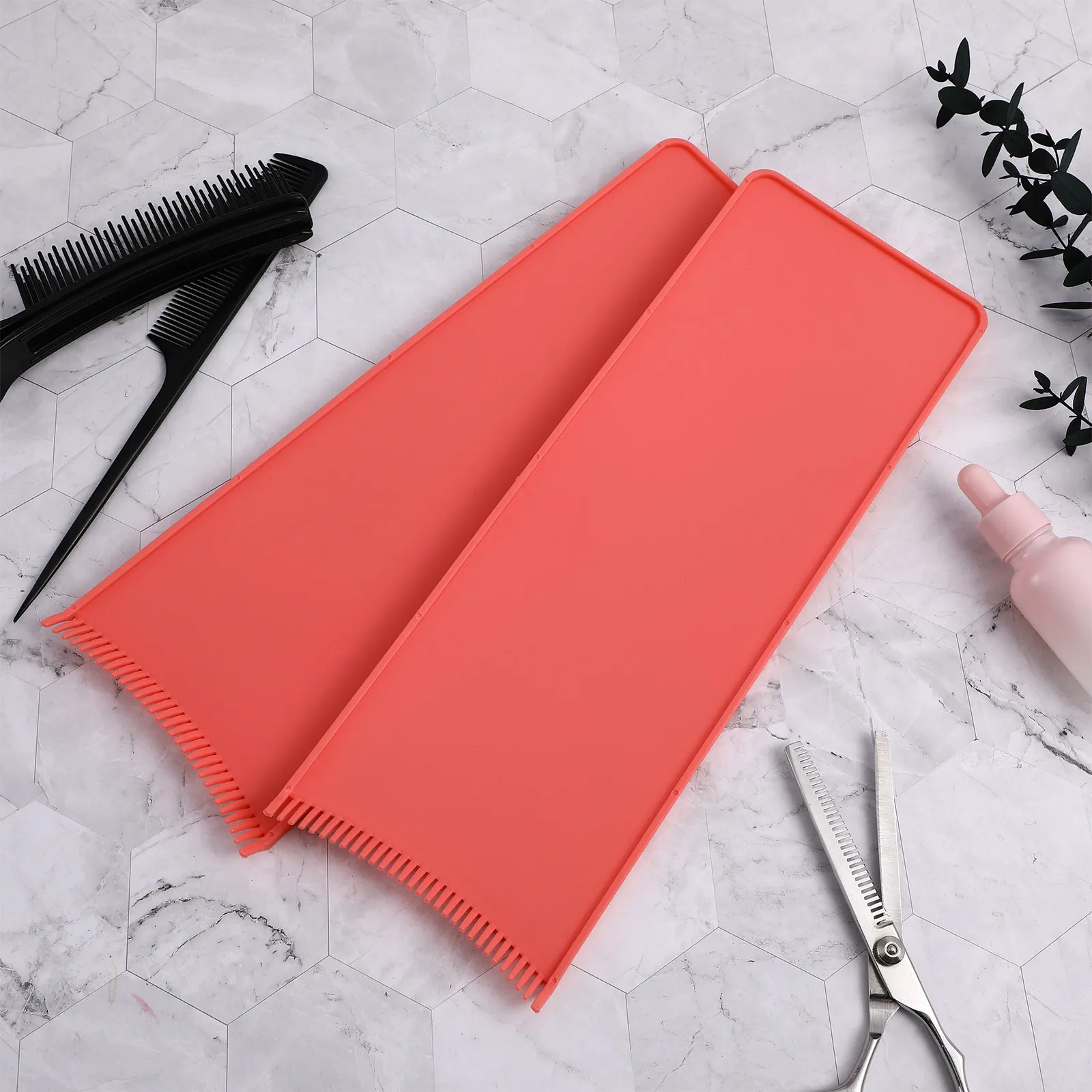 

2 Pcs Hair Dye Highlighting Paddle with Teeth Board Highlights Plate PP Foiling Boards for