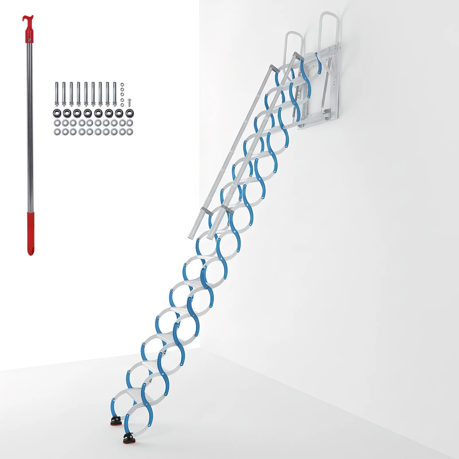 

Ceiling Mount Attic Ladder Ceiling-Mounted Loft Ladder Adjustable Tilt Angle (60°/65°/70°) W/Pull Rod for Home Indoor Outdoor