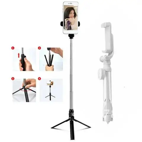 Bluetooth-compatible Wireless Selfie Stick Tripod Remote Handphone Live Photo Holder Camera Monopod Self-Timer