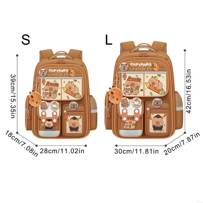 H3CB Thiết kế Capybara độc đáo Backpack cho học sinh tiểu học Túi Schook Công thái học với Dây đeo có thể điều chỉnh cho sự mái