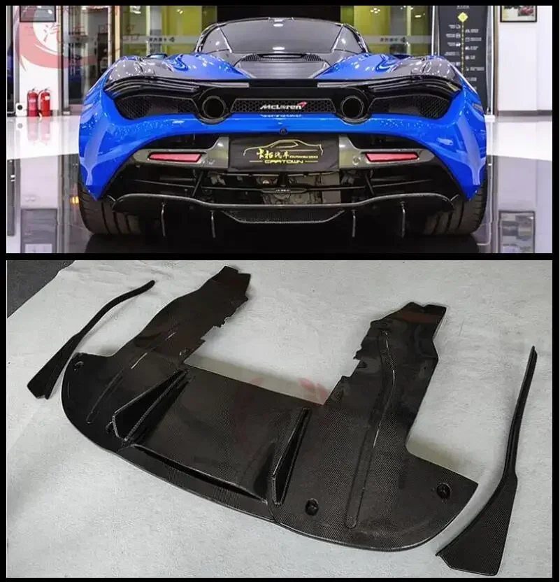 Real Carbon Fiber Rear Bumper Side Spoilers Lip Trunk Diffuser For McLaren 720S 2017 2018 2019 2020 2021 2022