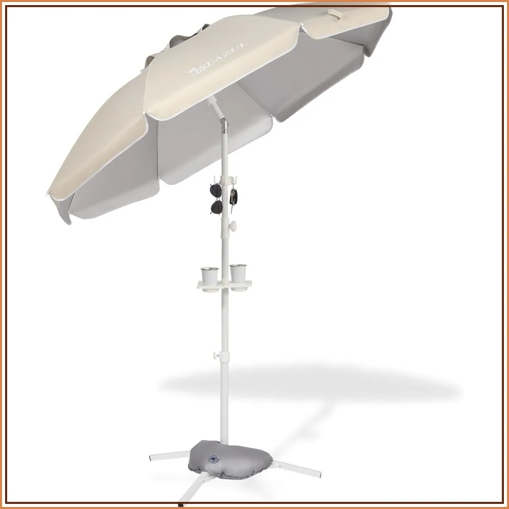 6.5ft Sun Shade Umbrella with Stand and Water Weight Bag, Portable & Adjustable for Sports, Lightweight Sun Protection