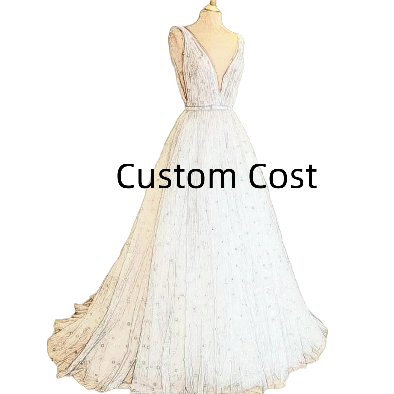 

Simple Wedding Dresses 2024 V-Neck Sleeveless Long Bride Dress Beading Pearls Sweep Train Tulle Elegant Party Gown