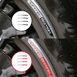4pcs Aluminium Alloy LIMITED EDITION Emblem Car Wheel Hub Stickers Decal Tire Rim Decorative Strips Auto Exterior Accessories