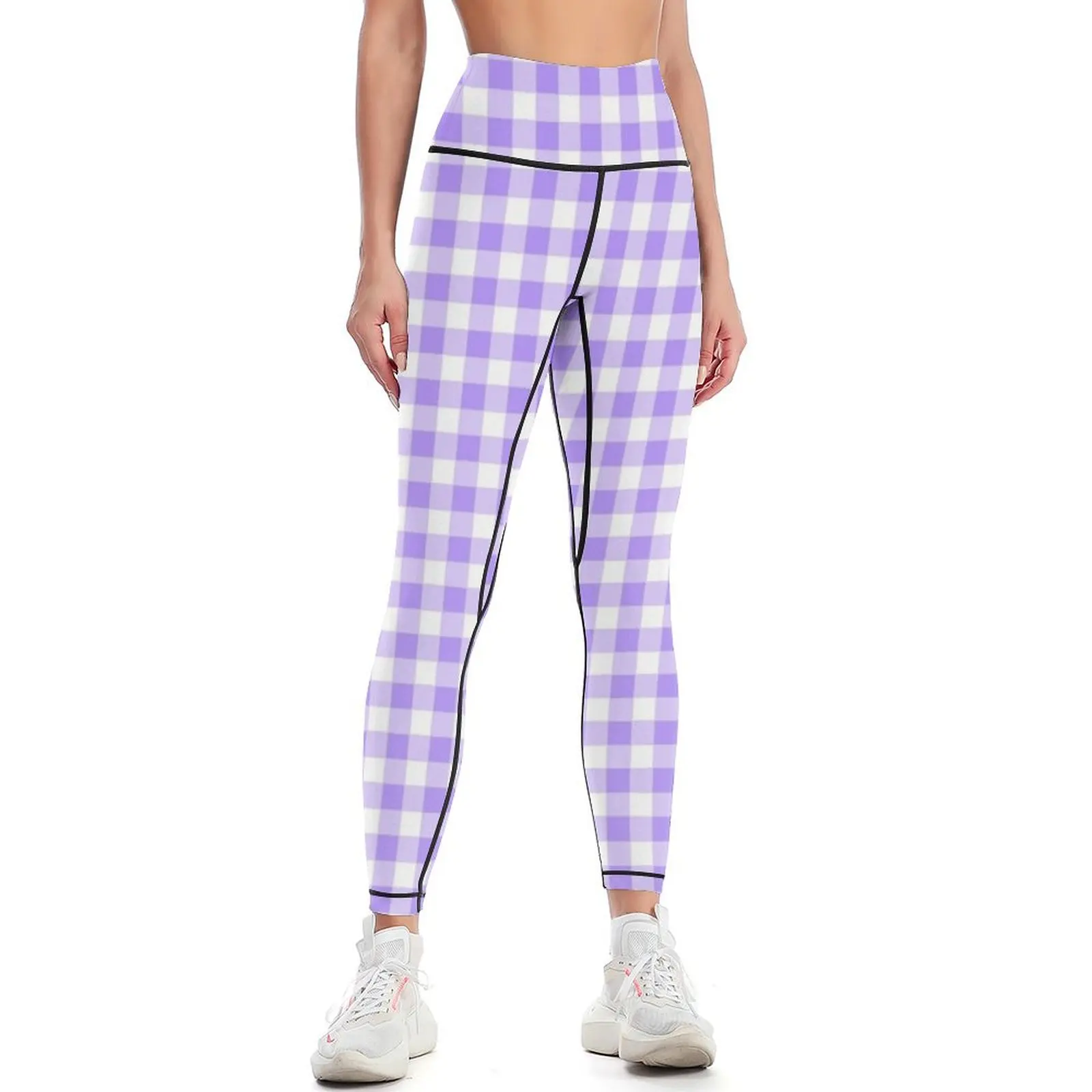 

purple gingham Leggings sporty woman push up Sports pants woman Womens Leggings