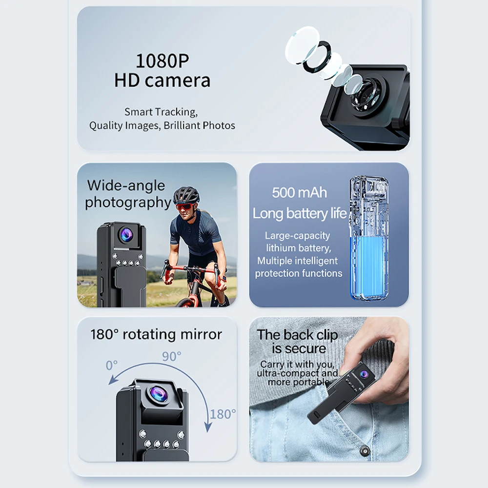 1080P HD Mini Camera Portable Digital Video Recorder BodyCam Infrared Night Vision Police Cam Small Bike Camcorder