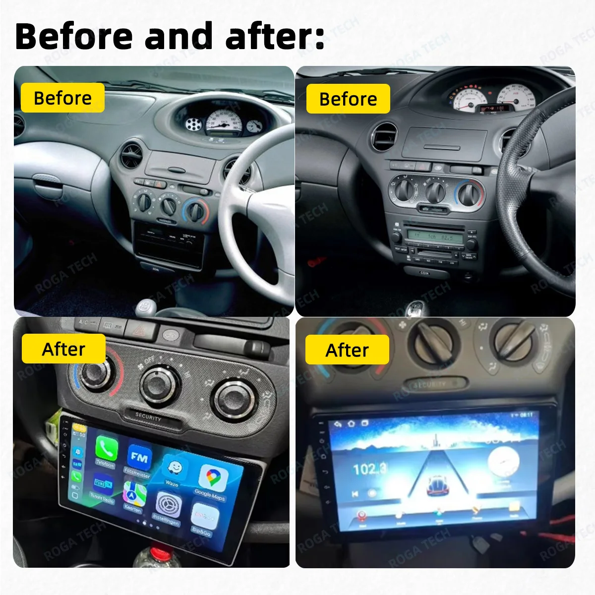 Carplay Car Radio For Toyota Vitz XP10 Yaris Platz Echo 1999 - 2005 2 Din Android Car Multimedia Player GPS Navigation Stereo 4G