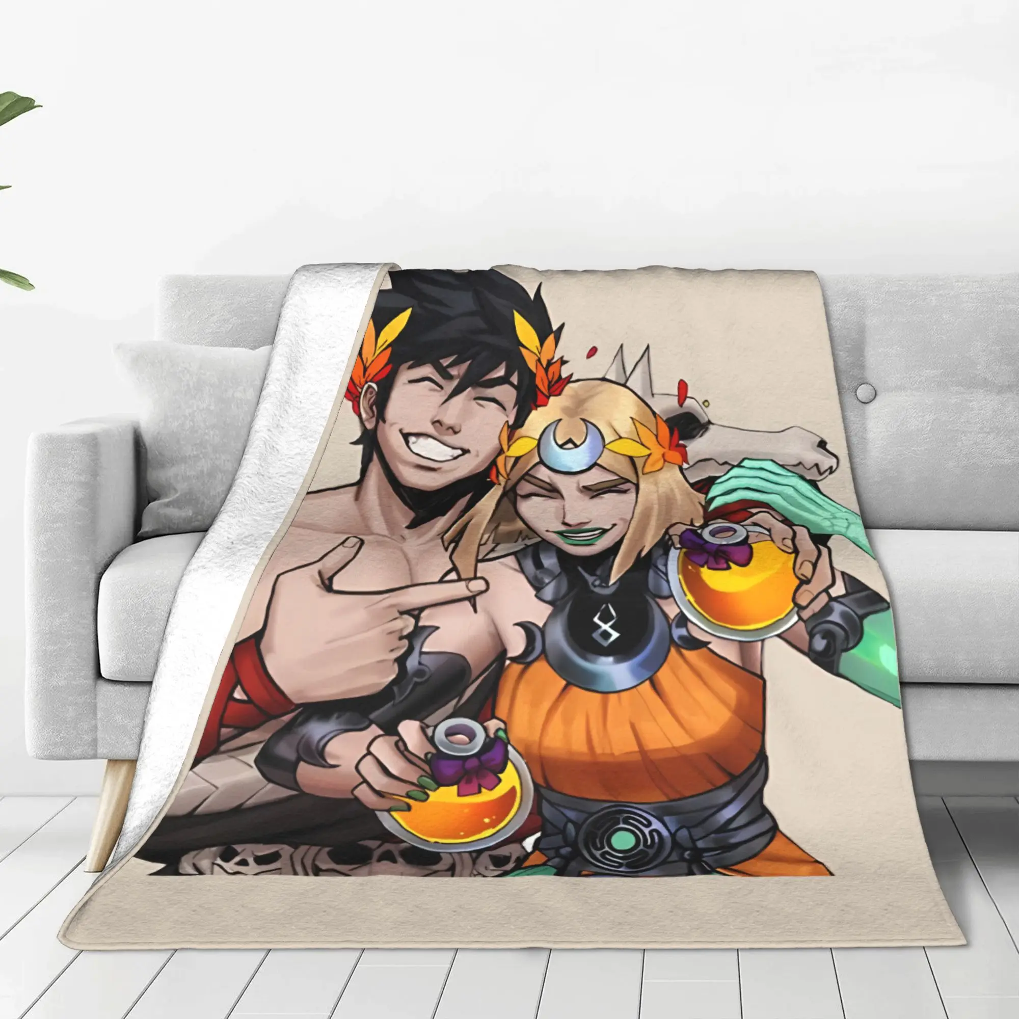 1PC Home Cutecore Myth Warrior Couple Hades Blanket Super Cosy Plush Home Living Room Sofa Halloween